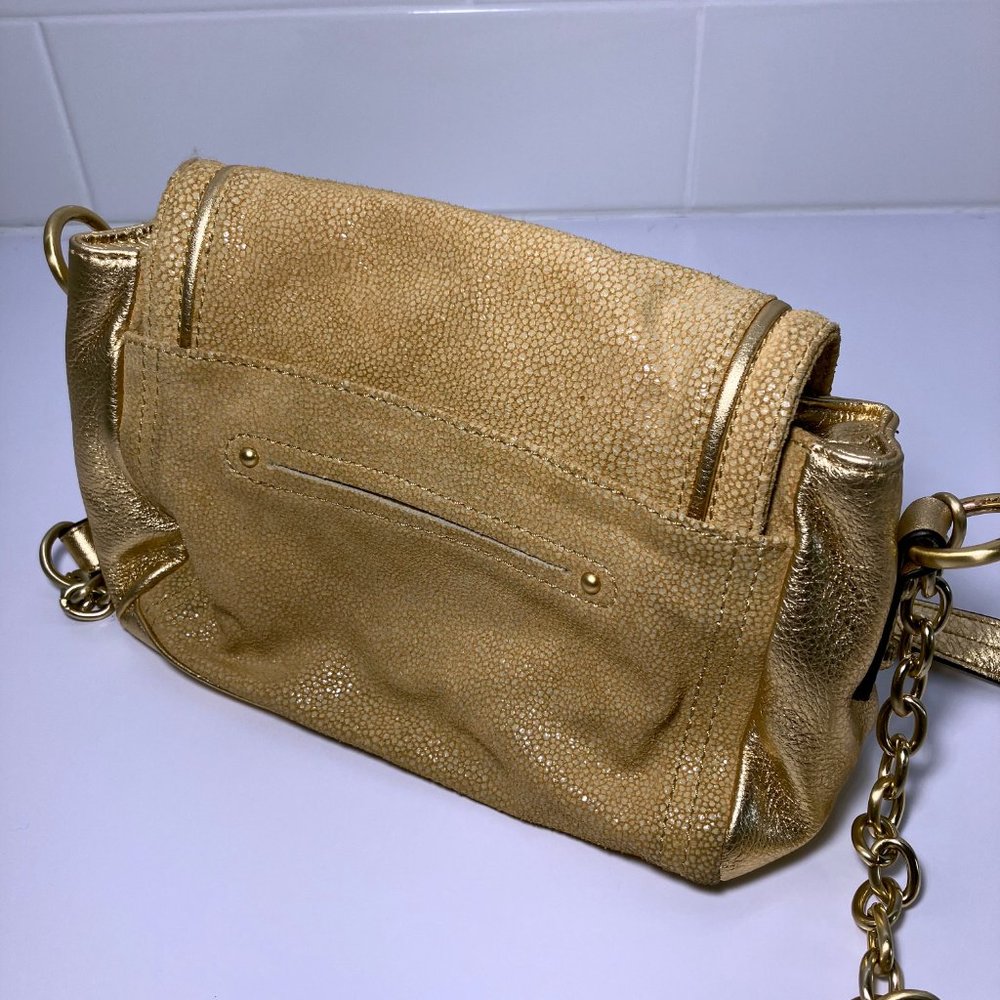 B Makowski Gold Leather medium Shoulder Strap bag NEW - Picture 2 of 4